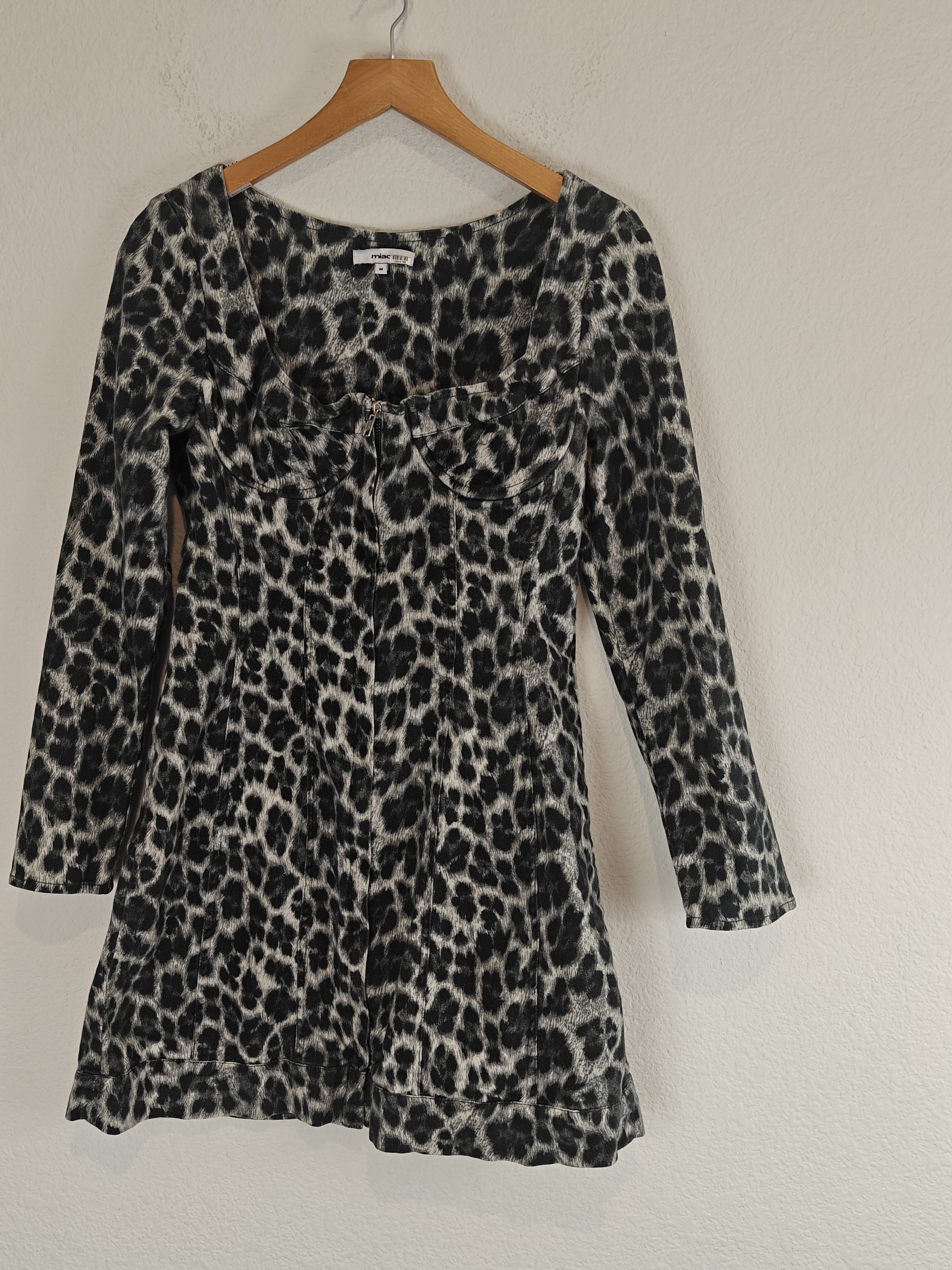 Miaou Dree Dress M Grey & Black Bodycon Zip Front Y2k It Girl Fall Mini — image 4 of 8
